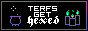A small, rectangular banner in a retro pixel art style, with text reading 'TERFs get hexed' between a cauldron and a set of three candles. It is an animated gif, with the cauldron bubbling and the candle flames flickering.